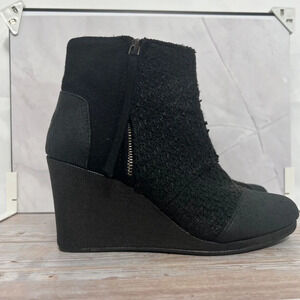 TOMS‎ Women's Desert Wedge Ankle Heel Booties Size 8 Black